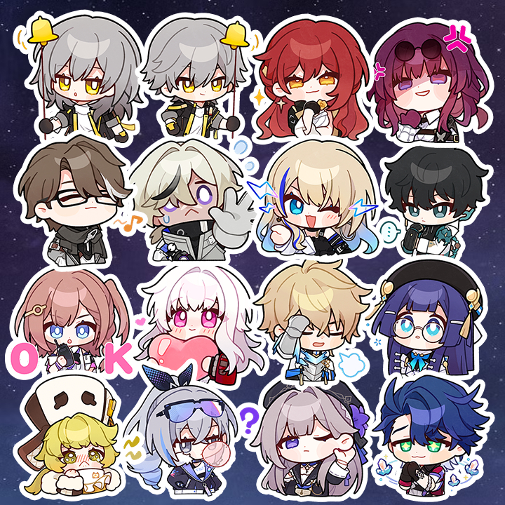 Sticker Honkai Star Rail - Hình dán chibi Seele, Bronya, JingYuan, Kafka, Blade, Himeko, Bailu và các nhân vật khác