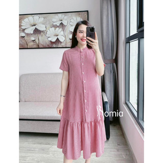 Váy bầu kẻ hudstud đỏ