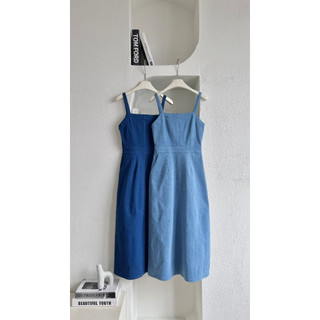Đầm dây denim dài