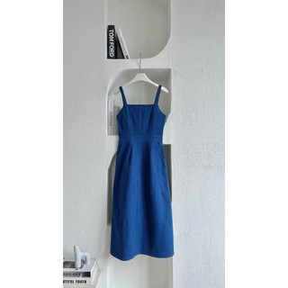 Đầm dây denim dài