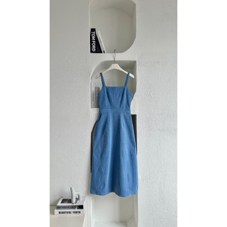 Đầm dây denim dài