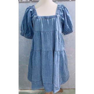Đầm jean babydoll tay bồng