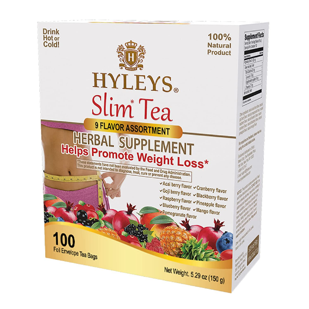 [USA] Trà Giảm Cân Hyleys Slim Tea, Trà Thảo Mộc Goji Berry Câu Kỳ Tử, Acai Berry Việt Quất Sri Lanka, Made in USA
