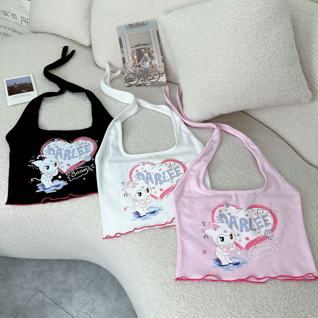 Áo croptop kiểu yếm in họa tiết hoạt hình dễ thương DARLEE 703 FIORI STORE