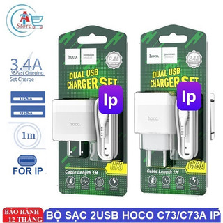 Bộ sạc dualusb hoco c73 / c73a 2.4a chính hãng kèm cáp ln - sạc 2usb cho ip