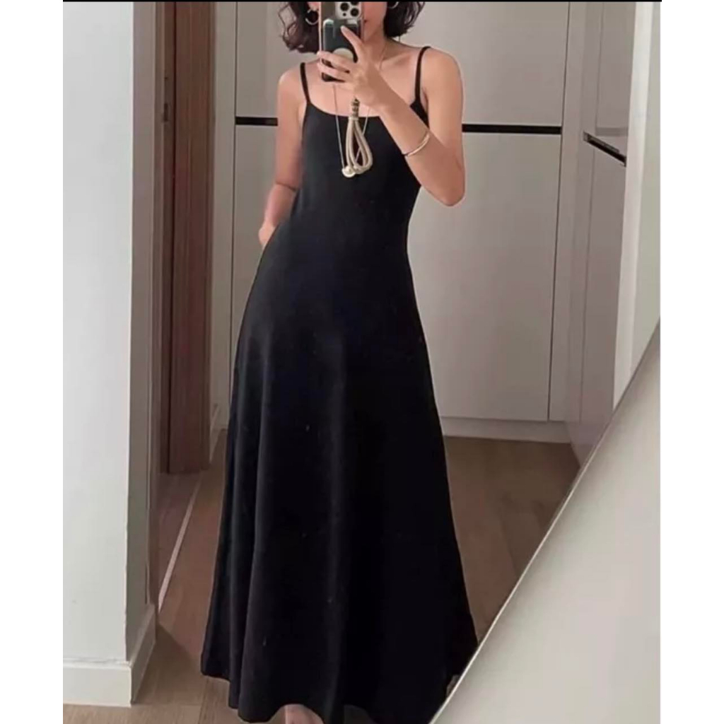 𝐋𝐘𝐂𝐇𝐄𝐍- Đầm Basic Thun Gân Dáng Dài Lychen