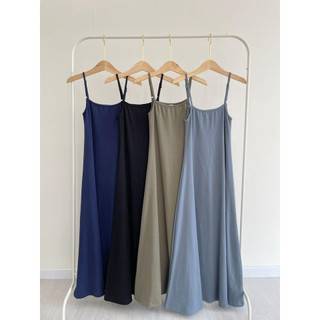 𝐋𝐘𝐂𝐇𝐄𝐍- Đầm Hai Dây Thun Gân Dáng Dài Lychen (Guni Dress)