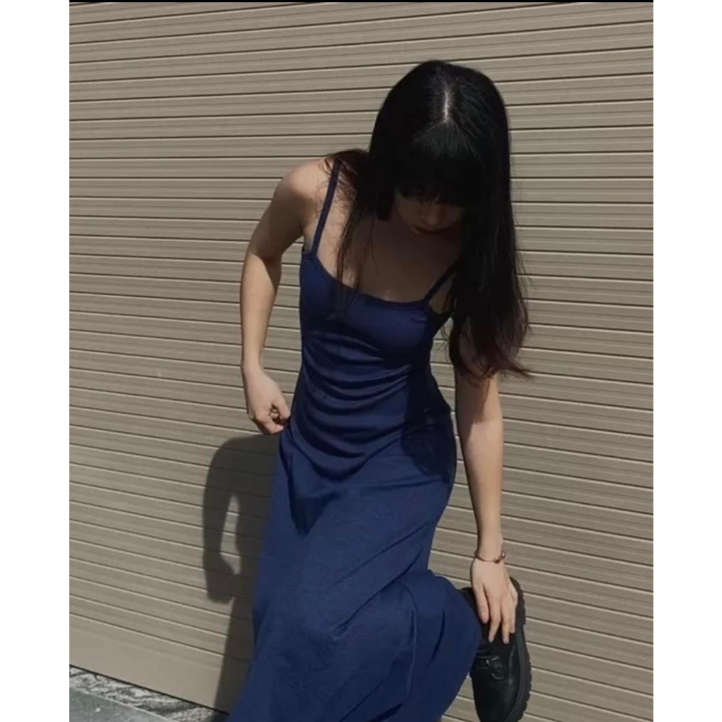 𝐋𝐘𝐂𝐇𝐄𝐍- Đầm Basic Thun Gân Dáng Dài Lychen