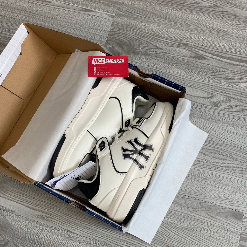 Giày Thể Thao MLB NY Trắng Đen, Giày Sneaker Mlb Chunky Liner Mid Basic New York - NICE SNEAKER | Chất lượng siêu cấp