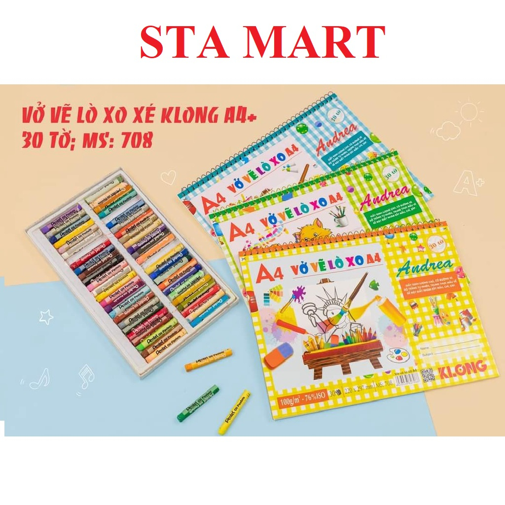 Vở vẽ lò xo A4 Klong 30 tờ, Định lượng 100g/m2 / MS 708