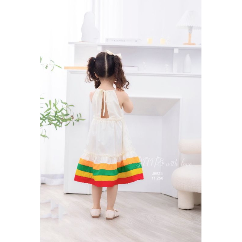 Đầm váy xòe bé gái dễ thương 10 đến 40 kg Haivanco mềm mại dáng babydoll trơn vải lụa cao cấp mùa hè đi học đi chơi đẹp