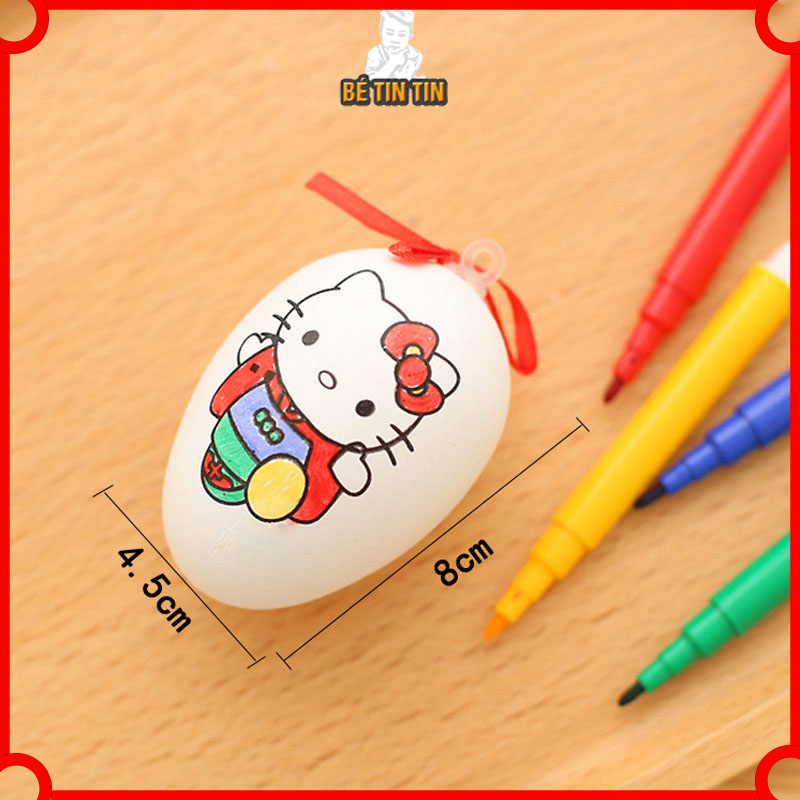Combo Đồ chơi trứng tô màu hình quả trứng kèm 4 bút màu (Trứng giao ngẫu nhiên)
