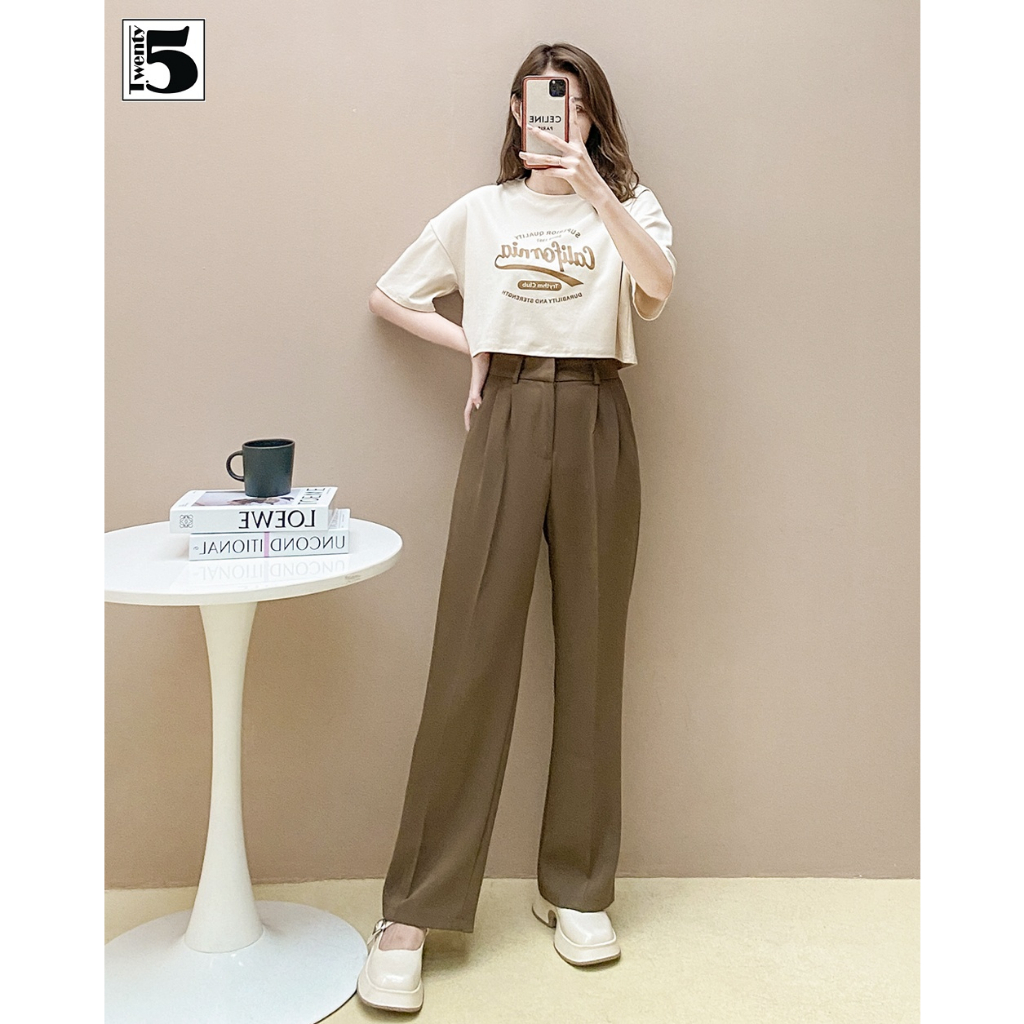 Áo thun nữ dáng rộng ngắn croptop tay lỡ in chữ Twentyfive 4654