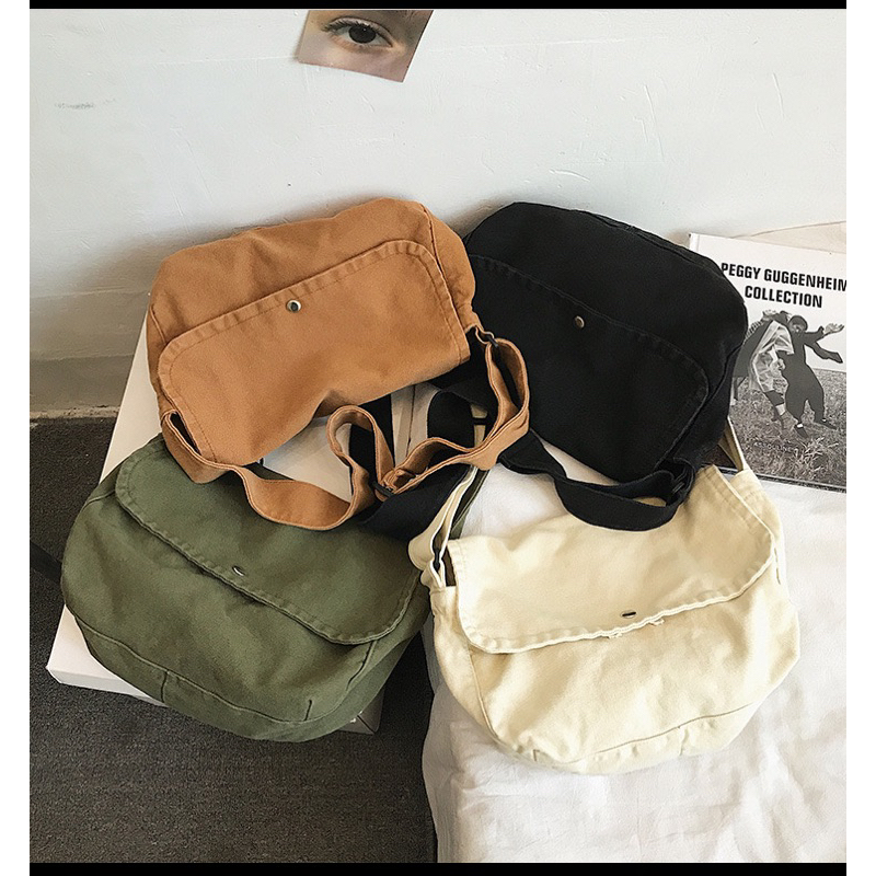 Túi vải đeo chéo nam nữ Túi unisex cao cấp cá tính Túi canvas