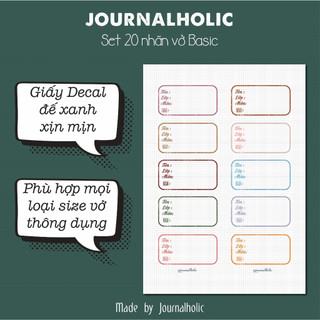 Set 20 Nhãn Vở Basic - Journalholic
