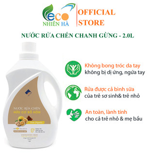 Nước rửa chén hữu cơ ECOCARE 2L chanh gừng, nước rửa bát cho bé, an toàn da tay