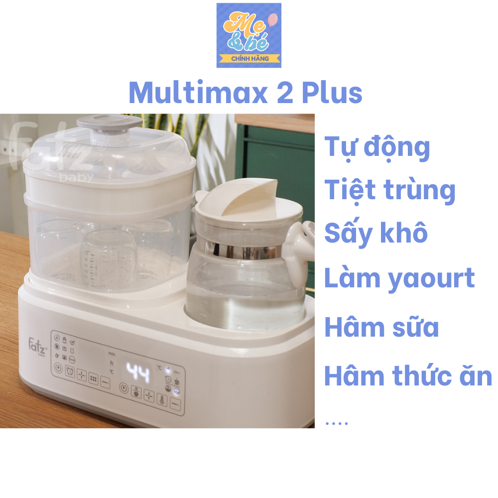 Máy tiệt trùng sấy khô Fatzbaby dòng Multimax giúp mẹ thêm các chức năng hâm sữa, thức ăn, đun nước pha sữa cho bé.