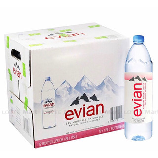 Thùng nước khoáng thiên nhiên evian chai 1.25l // /