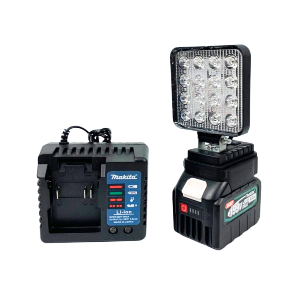 Đèn pin led dùng chung pin MAKITA 18v thiết kế bi cầu chiếu xa kèm sạc nhanh