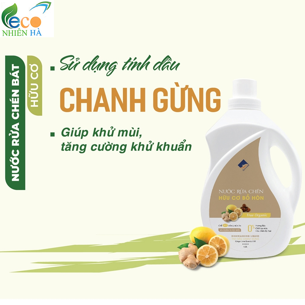 Nước rửa chén hữu cơ ECOCARE 2L tinh dầu cam, nước rửa bát cho bé, an toàn da tay