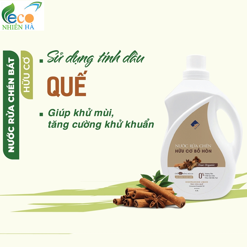 Nước rửa chén hữu cơ ECOCARE 4L chanh gừng, nước rửa bát cho bé, an toàn da tay