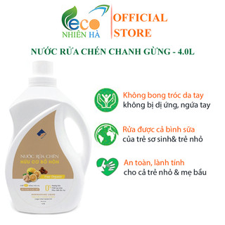Nước rửa chén hữu cơ ECOCARE 4L chanh gừng, nước rửa bát cho bé, an toàn da tay