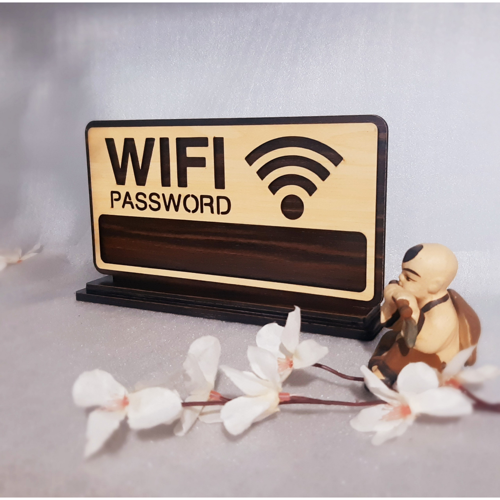 Bảng Gỗ ghi Mật Khẩu WIFI có dây treo kiểu vintage/ dán sẵn keo/ chân đế để bàn/quầy decor quán,cửa hàng thêm sinh động