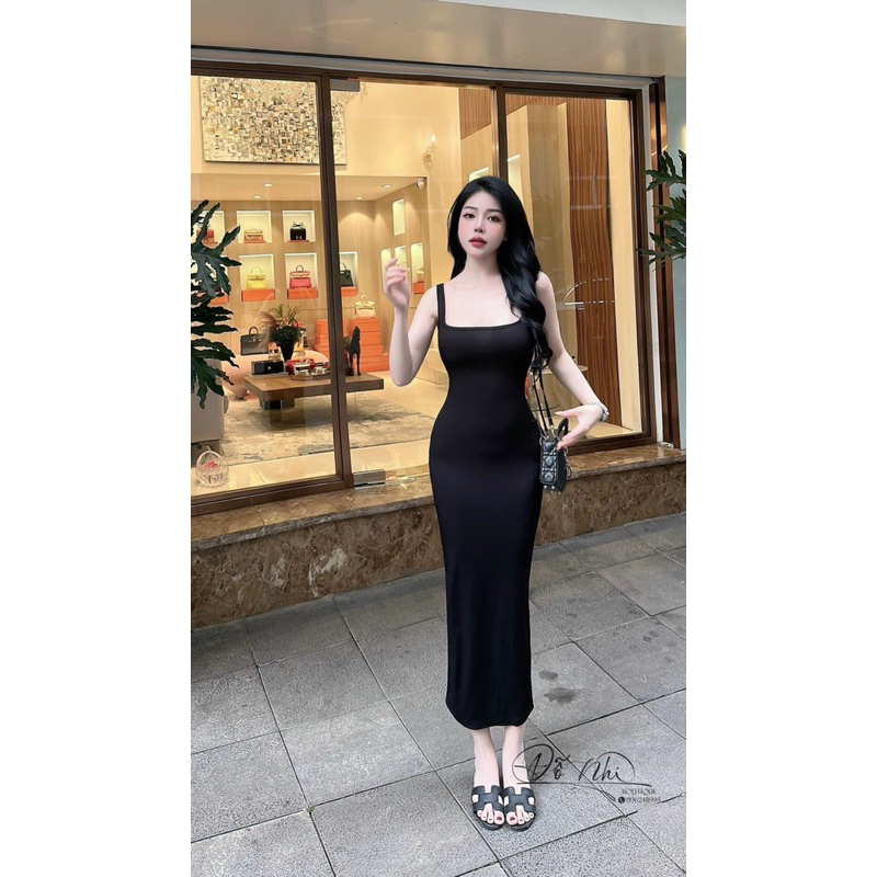 Đầm body nữ hở lưng Genz Store váy/đầm cổ vuông ôm dáng chất liệu thun tôn dáng quyến rũ