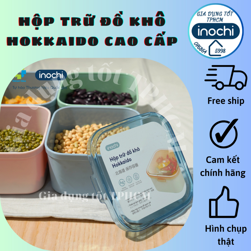 Hộp Trữ Đồ Khô Hokkaido có nắp khóa gài tiện dụng, hộp nhựa thực phẩm cao cấp, gọn, tiện đa dạng nhiều màu sắc nhỏ gọn
