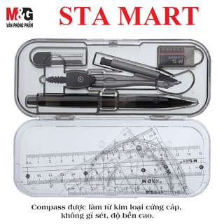 Bộ dụng cụ compa 8 chi tiết, compa chì kim, compa văn phòng thân lớn m&g - acs90808/90809