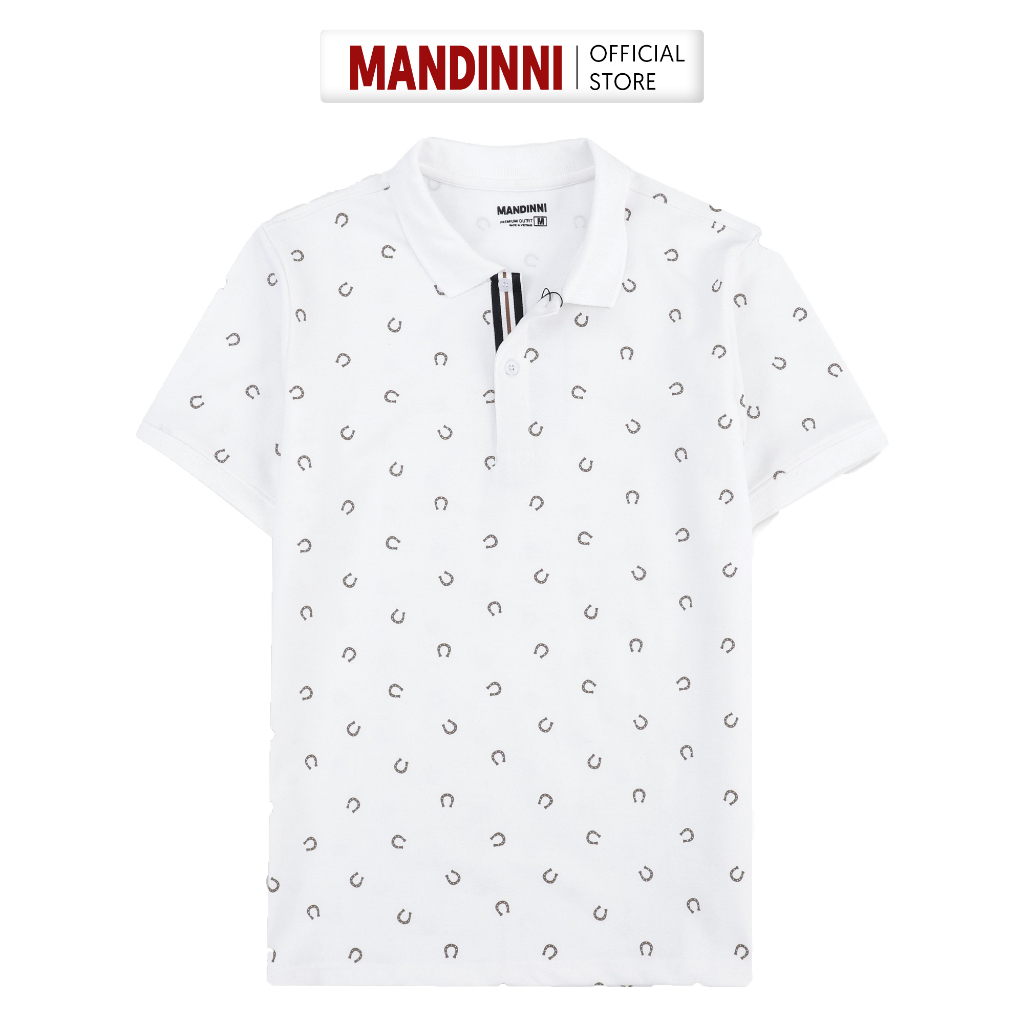 Áo Polo Nam Họa Tiết HORS MANDINNI, Sợi Vải Dệt Mắt Chim Thoáng Mát, Thiết Kế Trẻ Trung