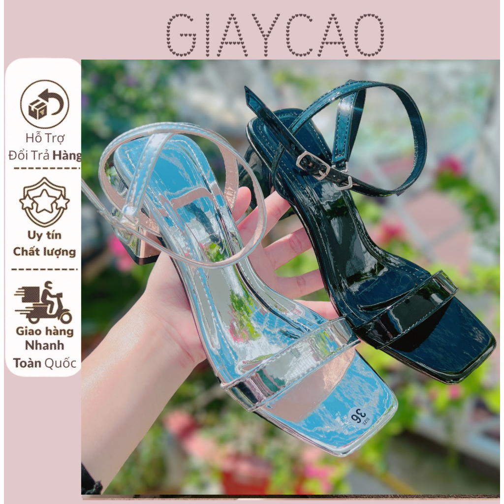 Sandall gót vuông quai trơn cao 5p - v15