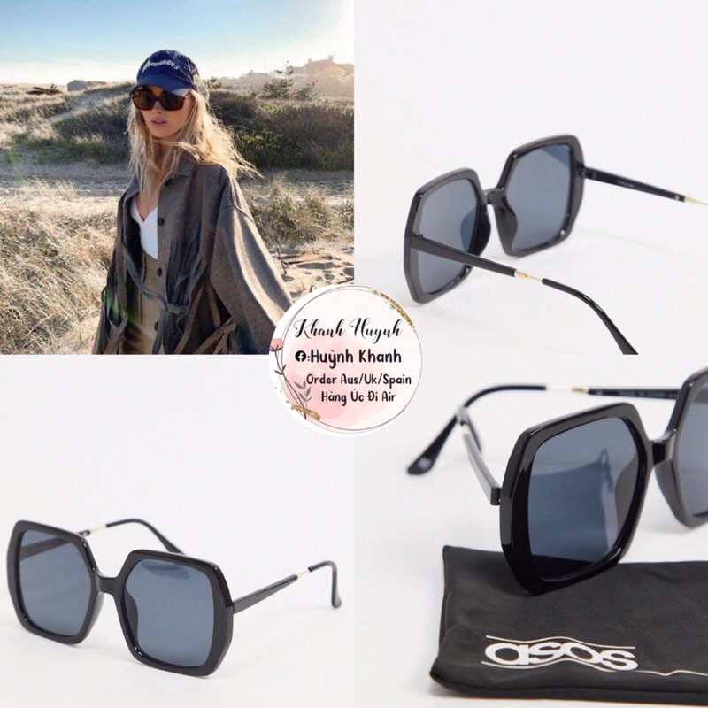 Kính oversized sunglasses Asos Auth Uk Chính Hãng (Đủ Bill)