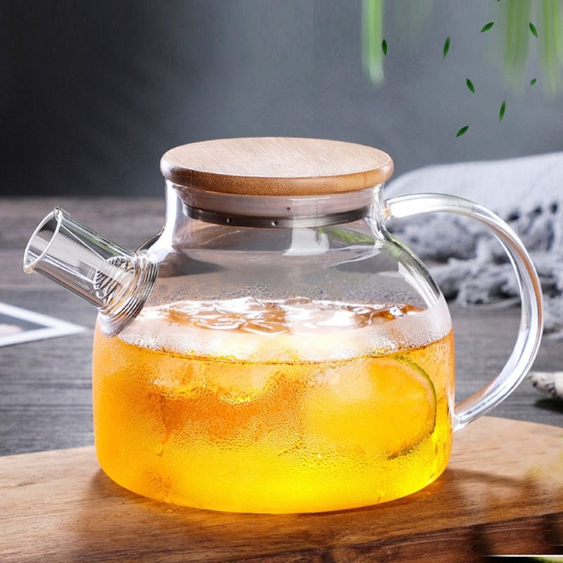 Ấm pha trà deli thủy tinh có lưới lọc inox 1000ml chịu nhiệt cao cấp 1 lít đựng nước