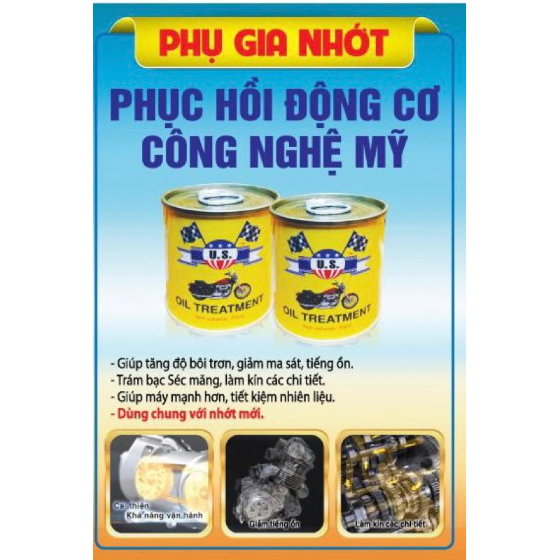 DẦU PHỤ GIA PHA NHỚT PHỤC HỒI - BẢO VỆ ĐỘNG CƠ - OIL TREATMENT USA 70ML