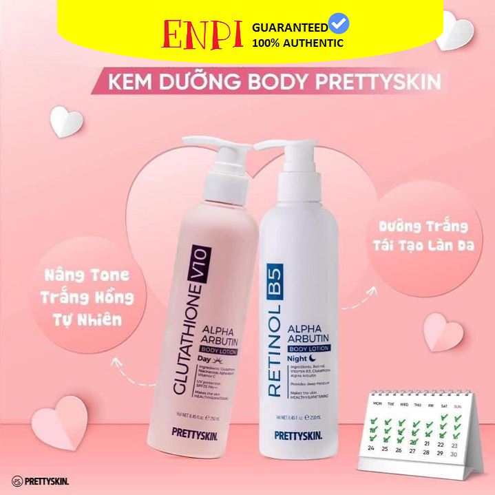 Kem dưỡng trắng da body Pretty Skin Alpha Arbutin Body Lotion 250ml