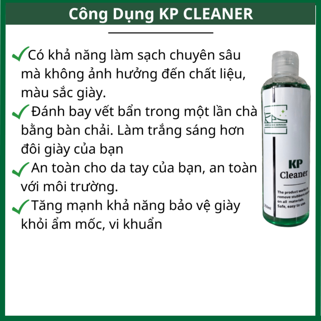 Chai Dung Dịch Vệ Sinh Giày KP Cleaner Làm Sạch Chuyên Sâu 250ml
