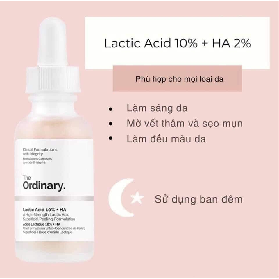 Serum Sáng da giảm thâm Lactic Acid 5% / 10% + HA - The Ordinary 30ml