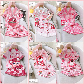 Đồ bộ nữ pijama quần ngắn lụa latin hoạ tiết gấu dâu nhiều mẫu siêu xinh boo boo