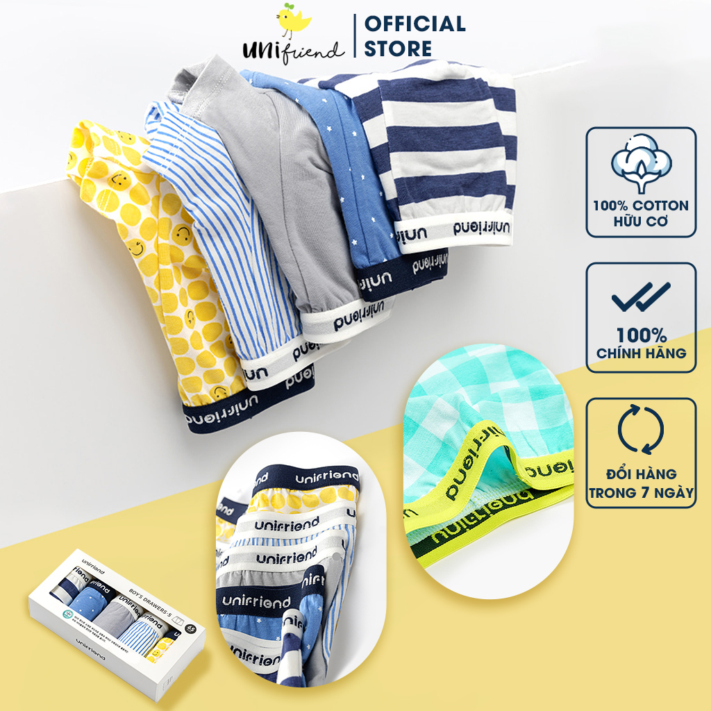 Set quần chip đùi cotton spandex cho bé trai Unifriend Hàn Quốc