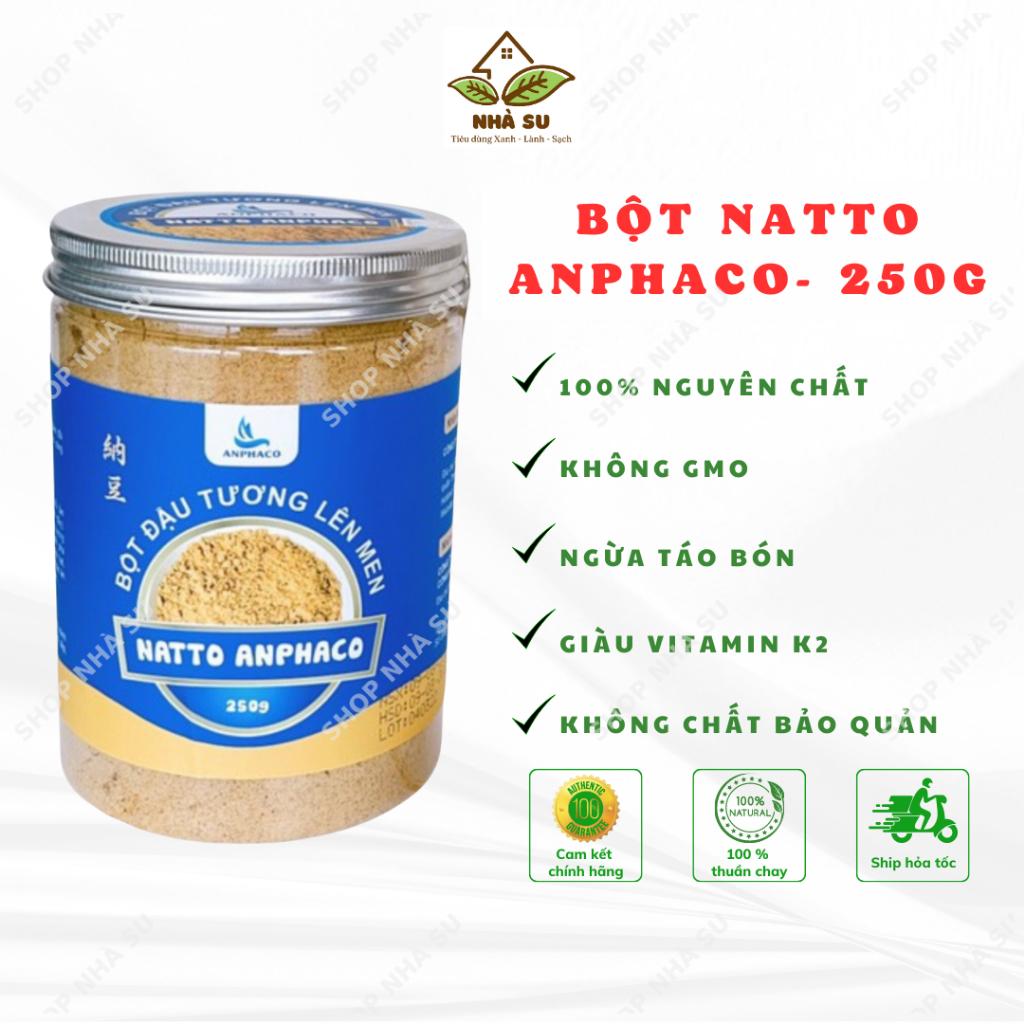 Bột Natto Anphaco - Đậu tương/ đậu nành/ đậu gà lên men kiểu Nhật Bản, giàu enzim Nattokinase - 250g
