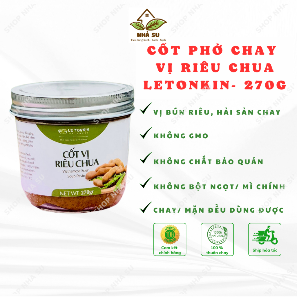 Cốt gia vị chay, cốt phở chay vị riêu chua Letonkin - Chay/ mặn đều được, ngon ngọt từ rau củ - Lọ 270g