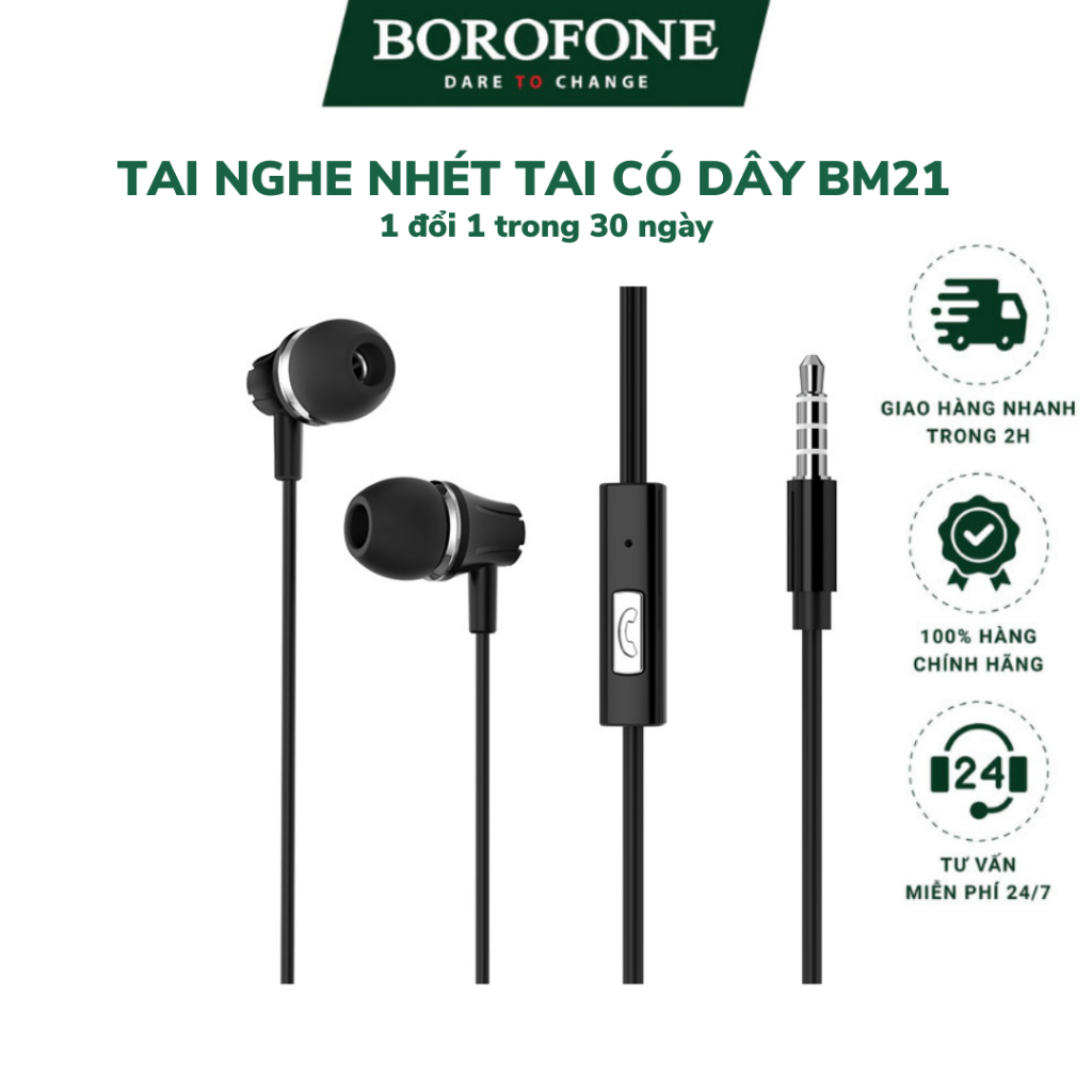 Tai nghe nhét tai có dây BOROFONE BM21 Graceful - AK Mobile
