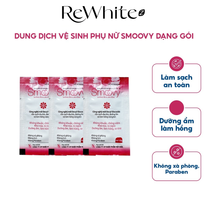 [HB GIFT] Dung dịch vệ sinh phụ nữa dạng gói Smoovy cho vùng kín sạch sẽ và làm hồng tươi mới suốt ngày dài 1,5g