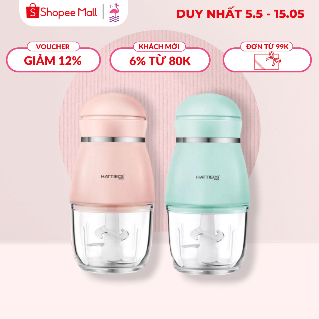 Máy Xay Đa Năng Hattiecs 200W Cối Thủy Tinh Ấm Baby Chế Biến Đồ Ăn Dặm Cho Bé Ấm Gift & Decor