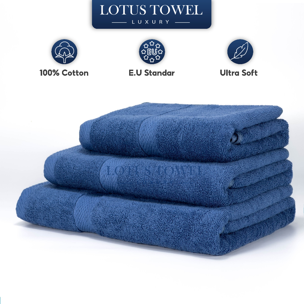 Khăn Tắm Châu Âu 70x140cm, 60x120cm, 50x100cm LOTUS TOWEL , 100% Cotton Mềm Mịn Thấm Hút Không Ra Màu