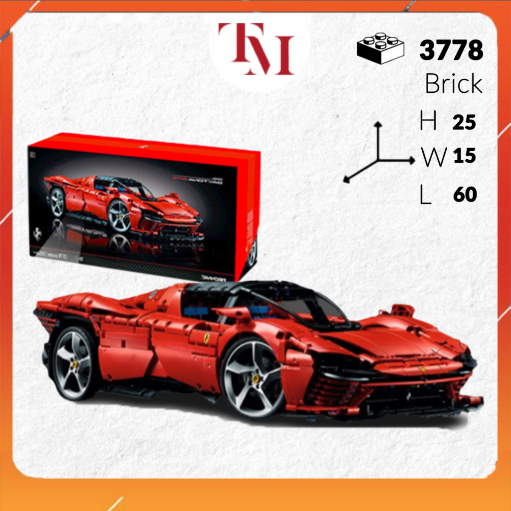 Đồ chơi NON-LEGO BỘ Lắp ghép Mô hình TECHNIC siêu xe FERRARI DAYTONA SP3 tỉ lệ 1:8 3778 PCS mô hình lắp ráp xe