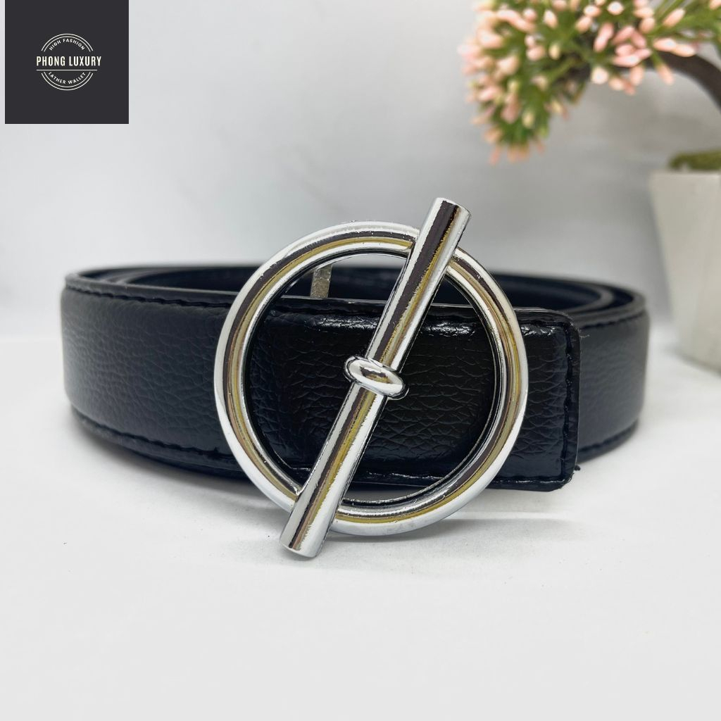 Thắt Lưng Nam - Dây Nịt Nam Mặt Tròn Hình Chữ Q Chất Liệu Da Tổng Hợp PVC Phong Cách Trẻ Trung Năng Động