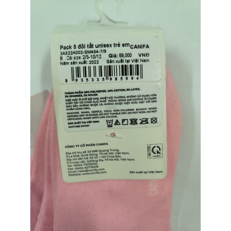 Pack 5 đôi tất unisex trẻ em Canifa