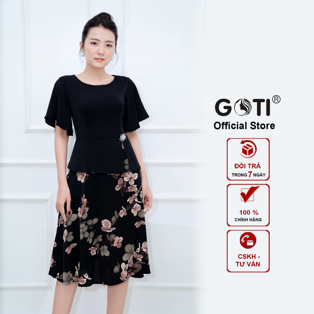 GOTI – Thời Trang Trung Niên – Đầm Xoè Dự Tiệc Dành Tặng Mẹ Đính Phụ Kiện Eo Sang Trọng Bigsize 46-73kg 3370 3330 3340 | BigBuy360 - bigbuy360.vn